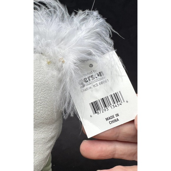 GERSON 13” White Christmas Deer Wood Legs Feather Tail Stunning S15 - Picture 9 of 10